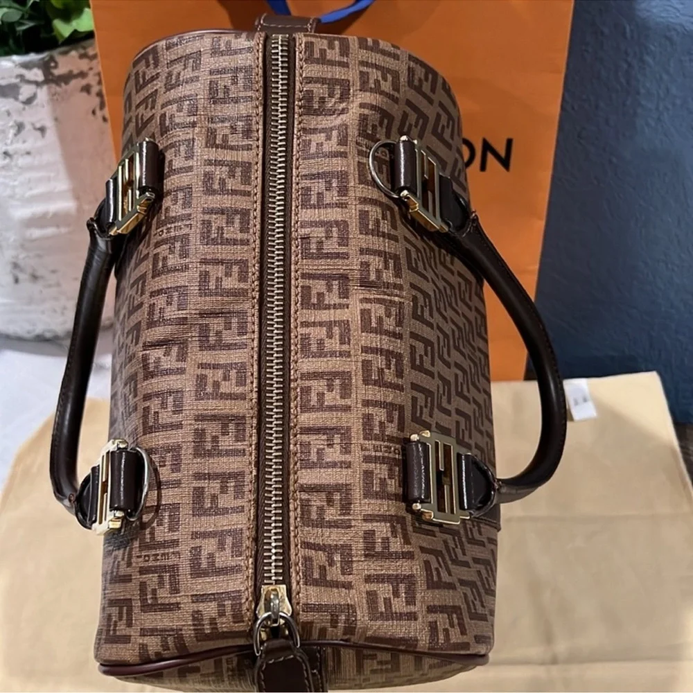Fendi Brown Monogram Boston Bag - Picture 10 of 16